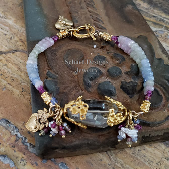 Schaef Designs Sapphire, Prasiolite, Freshwater pearl & gold vermeil bracelet | New Mexico