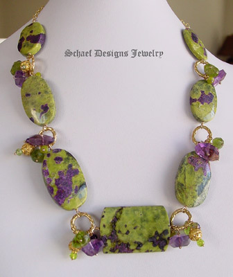  Stitchtite amethyst peridot & 24kt Gold Vermeil necklace | Schaef Designs artisan handcrafted gemstone Jewelry | upscale online jewelry gallery boutique | San Diego, CA 