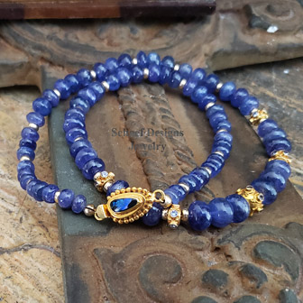 Schaef Designs Tanzanite & Solid 18kt Gold Necklace with Black Opal Clasp | Fine Jewelry | Arizona