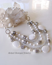  Schaef Designs designer white agate, sterling silver figaro chain & armadillo dot bead bib necklace | artisan handcrafted upscale online jewelry gallery boutique | Schaef Designs Gemstone Jewerly | Signature Collection | San Diego, CA 