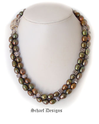 Schaef Designs Pearl Collection | Pearl Necklace with  Gold & Silver Clasp