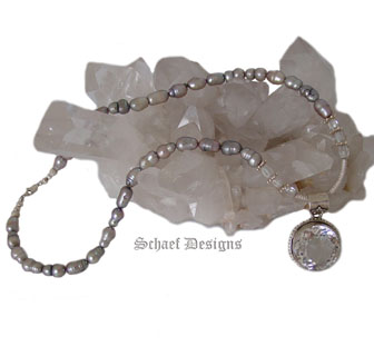 Platinum Freshwater Pearl, White Topaz & Sterling Silver Necklace | 60ct White Topaz Pendant