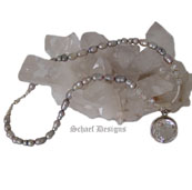 Fresh Water Pearl, White Topaz & Sterling Silver Necklace | 60kt White Topaz Solataire Pendant