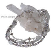  Schaef Signature Clear Quartz, Platinum Pearl, & Sterling Silver Necklace | Bali Sterling Silver Clasp