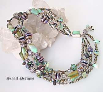  Peruvian Opal, Pearl, Abalone & Sterling Silver Necklace | Schaef Designs Signature Collection