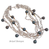 Large Black Tahitian Shell Pearl & Sterling Silver Chain Necklace | Schaef Designs Signature Collection