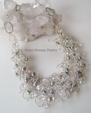 Creamy white freshwater pearls & Sterling silver necklace with onion cut beer quartz briolette pendant | Online upscale artisan handcrafted pearl & gemstone jewelry boutique | Schaef Designs Pearl Jewelry | San Diego, CA 