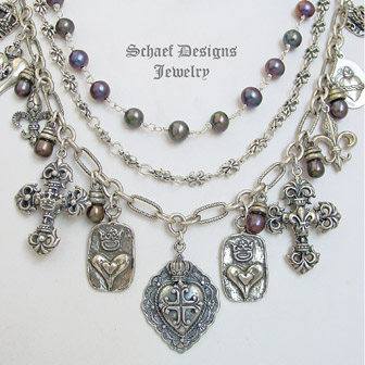 Schaef Designs peacock pearl & sterling silver charm necklace | New Mexico 