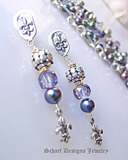 Schaef  Designs tanzanite mystic quartz, freshwater peacock pearl, 24kt gold vermeil & sterling silver POST earrings | New Mexico  
