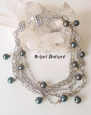 Large Black Tahitian Shell Pearl & Sterling Silver Chain Necklace | Schaef Designs Signature Collection