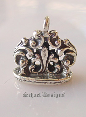 Tattoo Art Sterling Silver Pendants & Charms | Biker Rocker tattoo art fleur de lis cross heart crown key jester pendants charms