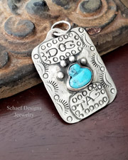 Schaef Designs Fred Harvey style Turquoise Bone & Sterling Silver Dog Tag | Arizona 