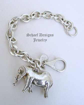 Susan Cummings Endangered Species African animal sterling silver RARE elephant charm bracelet | Schaef Designs | New Mexico 
