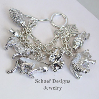 Susan Cummings Wilderness Animal Sterling Silver Vintage Charm Bracelet | Schaef Designs | New Mexico 