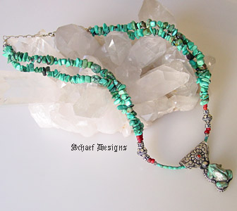 Turquoise Frog Totem Animal necklace by Schaef Designs | New Mexico 
