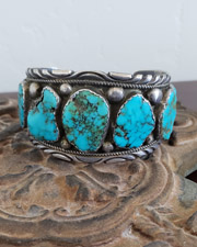 JW 7stone turquoise & Sterling Silver cuff bracelet | Arizona