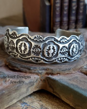  Artist Signed LO Morrison HEAVY Stamped Cuff Stacking Bracelet  Schaef Designs | New Mexico 