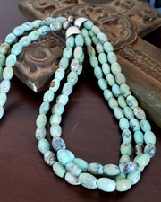 Schaef Designs 3 Strand Green Turquoise & Sterling Silver Necklace | Arizona