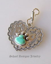 Schaef Schaef Designs Turquoise Dog Bone & Sterling Silver cat tag pet jewelry | Schaef Designs artisan handcrafted Jewelry | San Diego CA