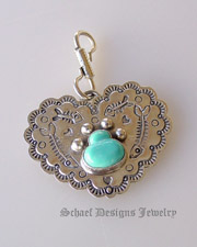 Schaef Designs Turquoise Dog Bone & Sterling Silver cat tag pet jewelry | Schaef Designs artisan handcrafted Jewelry | San Diego CA