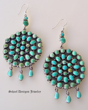 Carico Lake Multi Turquoise Circle Dangle Earrings | Schaef Designs Southwestern Turquoise Jewelry | San Diego CA