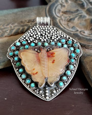 Carnelian Turquoise & Sterling Silver Butterfly Pendant | Arizona