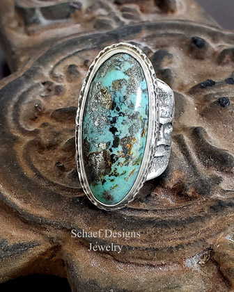 David Troutman Turquoise & Sterling Silver Adjustable Ring | Arizona