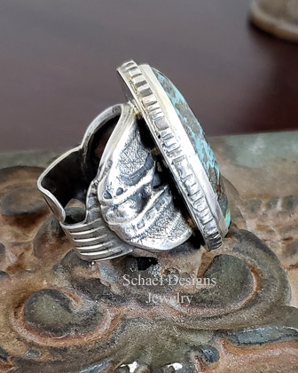 David Troutman Turquoise & Sterling Silver Adjustable Ring | Arizona