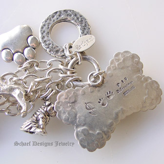Schaef Designs Turquoise Dog Bone Westminster Dog Show sterling silver charm bracelet |  pet lovers jewelry | upscale collectible Southwestern, Native American, Equine, & turquoise jewelry gallery | Schaef Designs artisan handcrafted, southwestern & turquoise Jewelry | San Diego CA