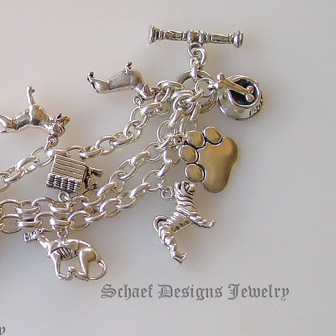 Schaef Designs Turquoise Dog Bone Westminster Dog Show sterling silver charm bracelet |  pet lovers jewelry | upscale collectible Southwestern, Native American, Equine, & turquoise jewelry gallery | Schaef Designs artisan handcrafted, southwestern & turquoise Jewelry | San Diego CA 