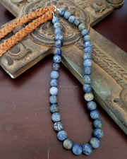Schaef Designs Dumortierite Beads & Saddle Leather Braid Necklace | Arizona