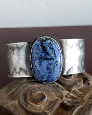 Schaef Designs dumortierite & stamped sterling silver cuff bracelet | Arizona
