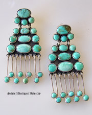 Federico signed turquoise chandelier post dangle earrings | upscale artisan handcrafted online jewelry gallery boutique | Schaef Designs Jewelry | San Diego CA