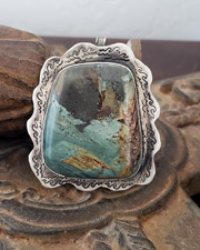 Schaef Designs Gary Green Jasper & Stamped Sterling Silver Pendant  | Arizona