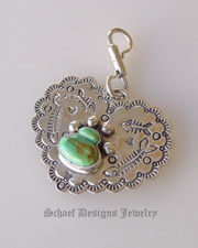 Schaef Designs Turquoise Dog Bone & Sterling Silver cat tag pet jewelry | Schaef Designs artisan handcrafted Jewelry | San Diego CA