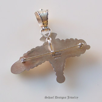 I Heart Dog spiderweb apple coral garnet and sterling silver Americana pin pendant | David Troutman Jewelry | online pet jewelry boutique | Schaef Designs Jewelry| San Diego CA 