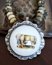 Schaef Designs Bridle Rosette Horse Dog & Sterling Silver Pendant | Arizona