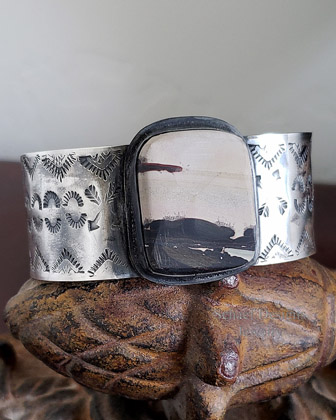  Schaef Designs Indian Paint Stone & Stamped Sterling Silver Cuff Bracelet | Arizona 