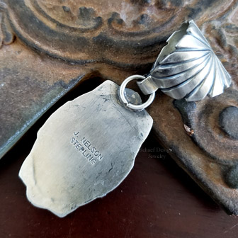 J Nelson buffalo turquoise & sterling silver pendant | Arizona