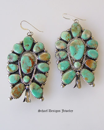 Rocki Gorman Jewelry | Sterling Silver Concho & Blue Turquoise Cross Dangle Earrings NEW | Vintage Collection | Schaef Designs Jewelry | San Diego CA