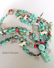  Southwestern Turquoise Fetish and Charm Necklace
