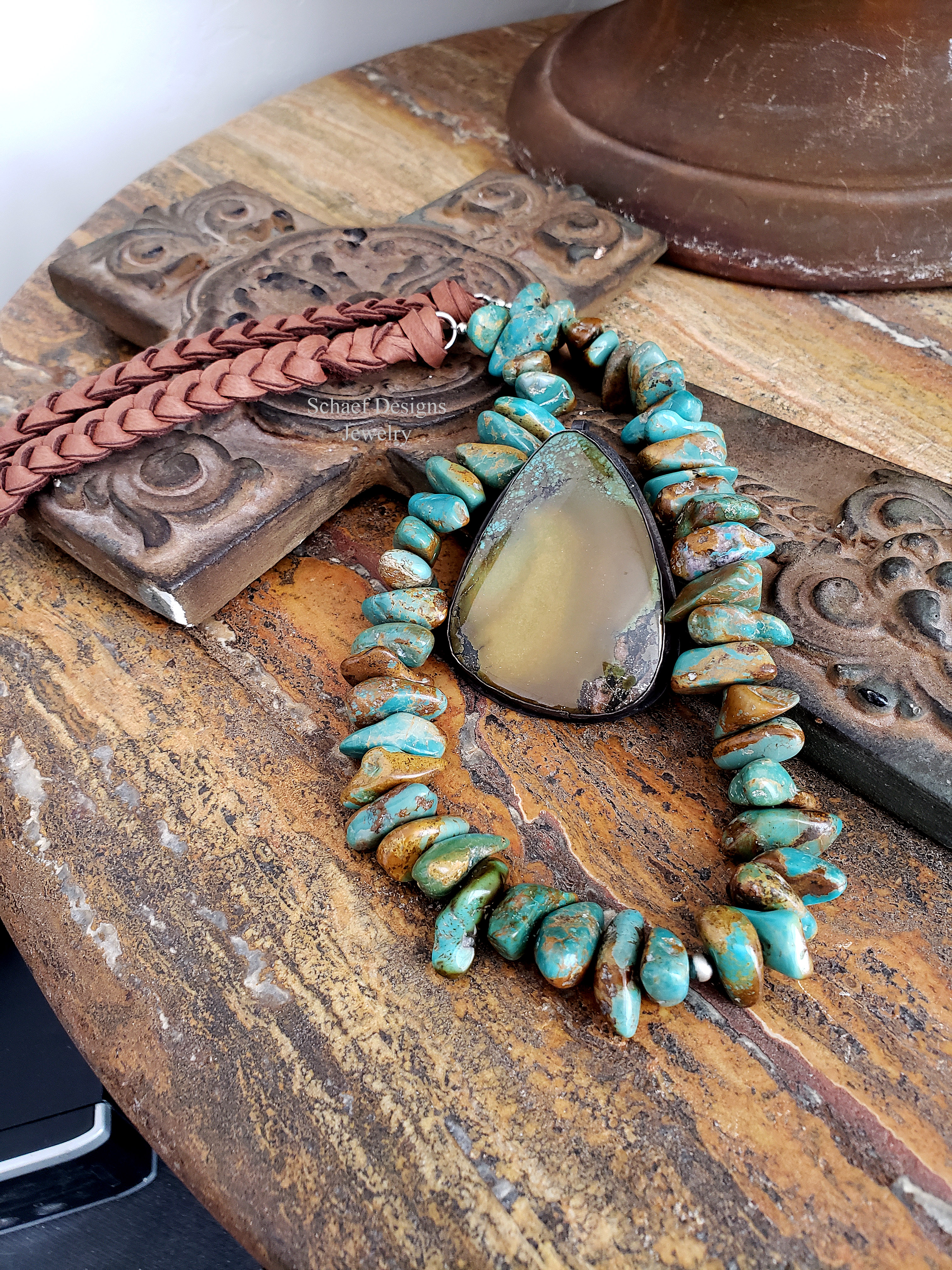 Large Hubei Blue Bronze Black Silver Pendant | Arizona 