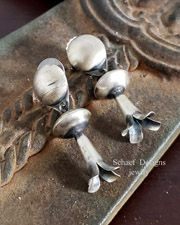 Leon Curly Sterling Silver Squash Blossom & Button Post Earrings | Arizona