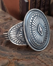  Leon Martinez Heavy Guage Sterling Silver Oval Concho Cuff Bracelet | Schaef Designs Southwestern & turquoise Jewelry | Arizona