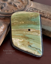 Schaef Designs Large Green Banded Morrisonite Black Silver Pendant | Arizona