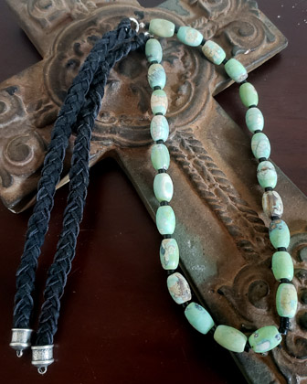  | Schaef Designs Mint Jasper & Black Leather Braid Necklace | Arizona