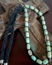 Schaef Designs Mint Jasper Bead Braided Deerskin Necklace | Arizona