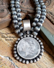 Schaef Designs standing liberty quarter & navajo pearl Sterling Silver Necklace | Arizona 