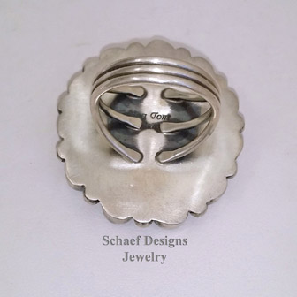  Native American artist signed Bea Tom New Lander Turquoise & Sterling silver cluster ring | Schaef Designs Southwestern, Native American, & turquoise collectible Jewelry | New Mexico 