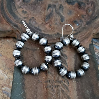 Schaef Designs small sterling silver bench bead hoop wire earrings | Arizona